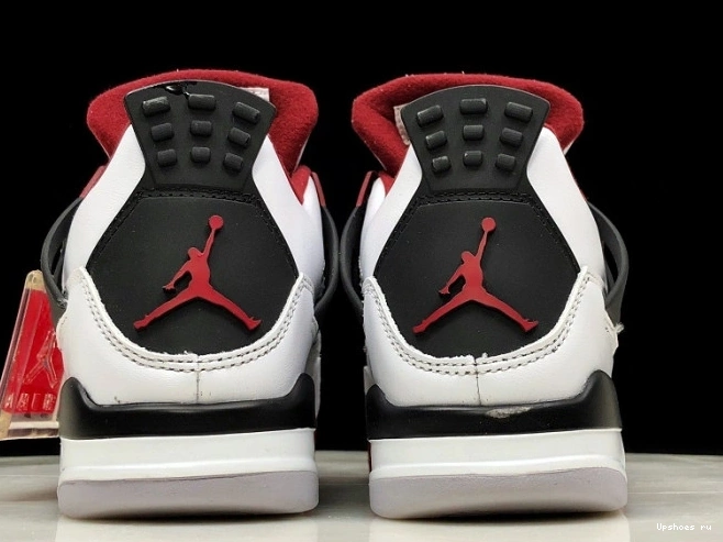 308497-160 Black White Air Jordan 4 Fire Red Men 0723